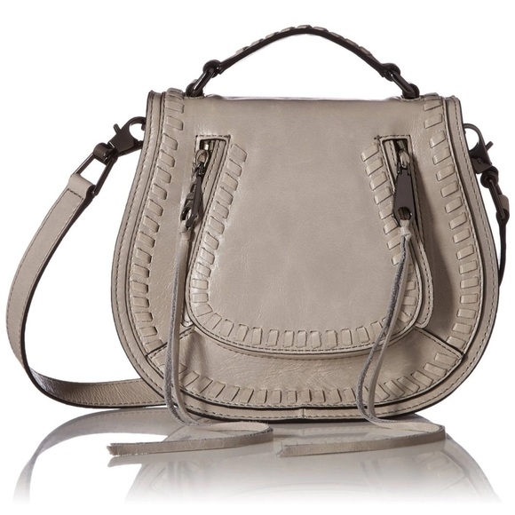 Rebecca Minkoff Vanity Saddle Bag Small Gray Crossbody Bag Purse Pockets - Picture 3 of 13